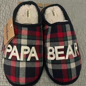 Dearfoams Papa Bear slippers with lining, size M mens 9-10